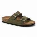 Olive Twin-Strap Slides