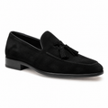 Noir Suede Tassel Loafers