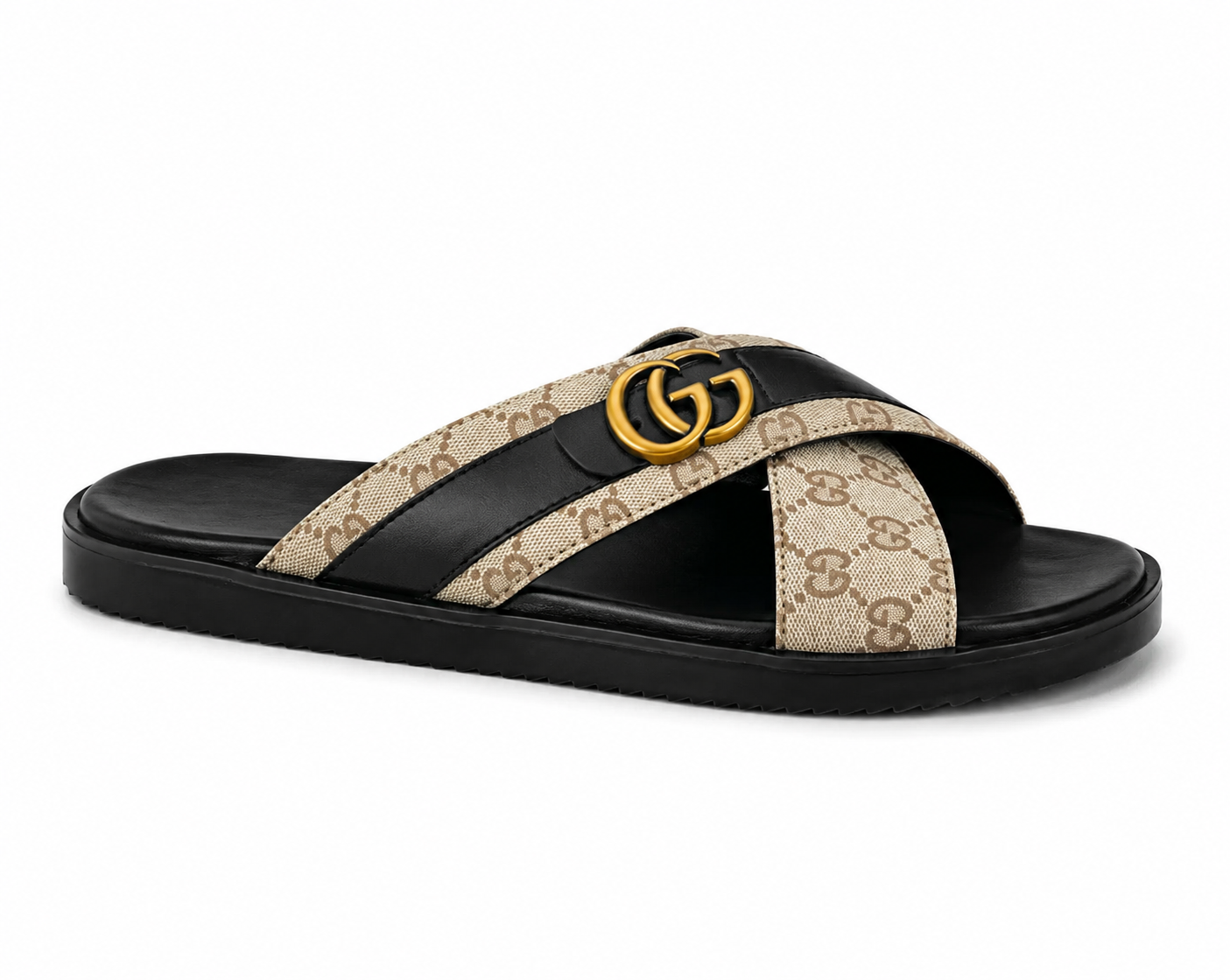Black Cross-Strap Slides